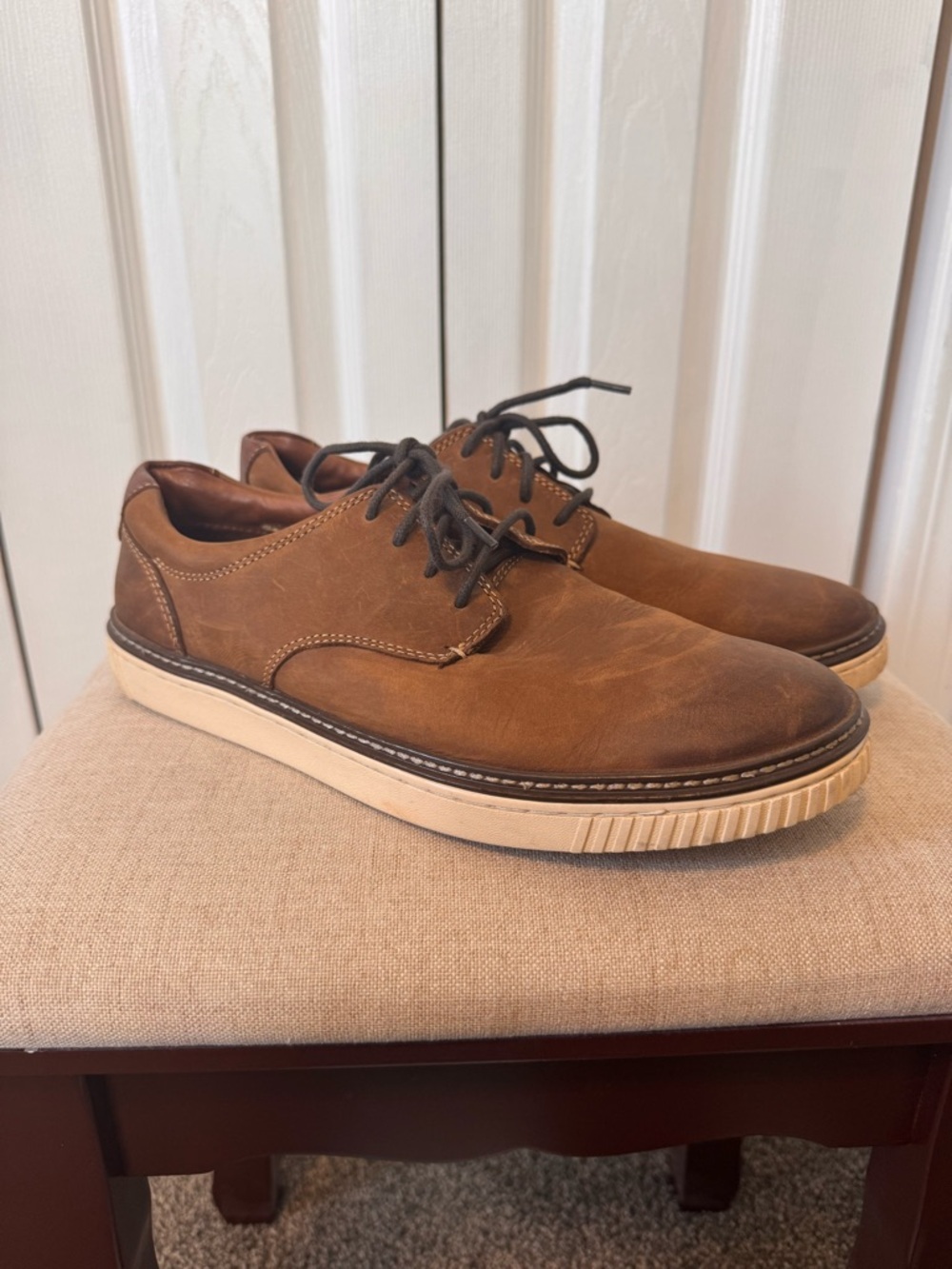 Men's Johnson & Murphy Leather Casual Brown Lace-Up Shoes Size 8.5 - Picture 3 of 10